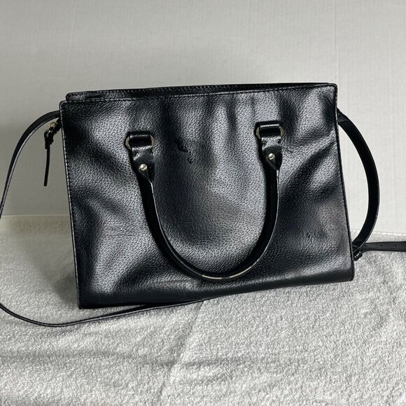 Kate Spade New York Wellesley Embossed Leather Satchel Purse Black Pink Interior - Picture 5 of 13